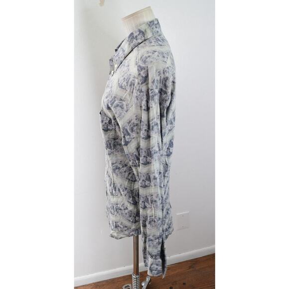 Billy Reid Shirt Mens Medium Standard Cut Long Sleeve Geo Floral Button Italy - Picture 2 of 6